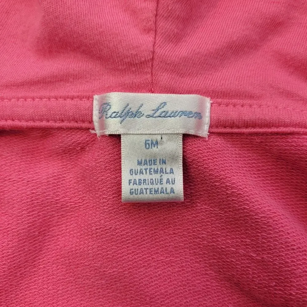 Ralph Lauren Pink Logo Hoodie size 6 months